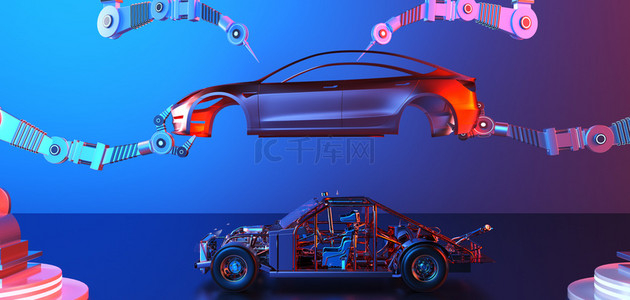 科技智能汽车背景图片_c4d汽车汽车制造