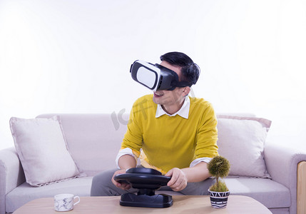 VR眼镜科技虚拟人像商务摄影图配图