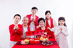 全家福新年春节人像一家人摄影图配图