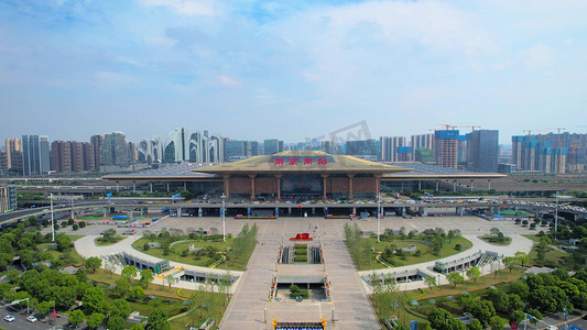 航拍江苏省南京市高铁站南京南站全景