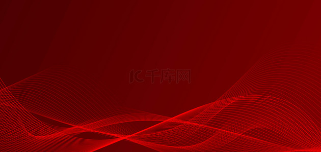 科技抽象曲线背景图片_科技线条红色商务banner