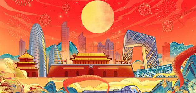 北京鸟巢背景图片_十月一日国庆节天安门背景