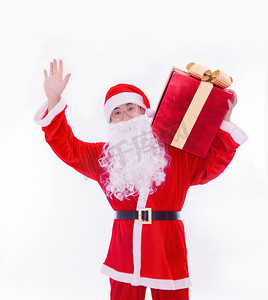 圣诞老人圣诞节礼物盒圣诞礼物人像摄影图配图