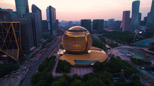 杭州洲际酒店建筑航拍
