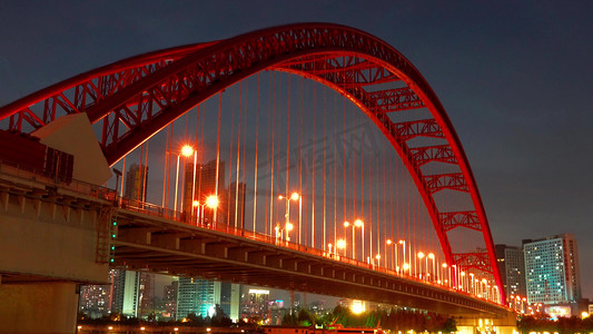 武汉城市地标晴川桥夜景实拍