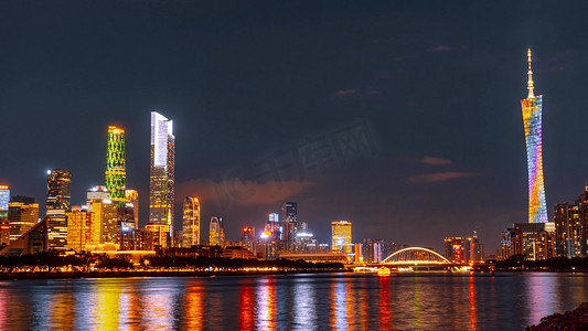 城市夜景摄影照片_广州珠江新城城市夜景灯光秀震撼小蛮腰
