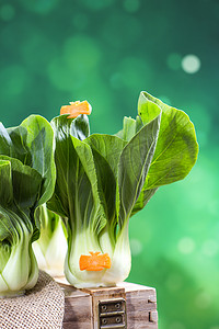 蔬菜水果棚拍上海青小白菜创意摄影图配图