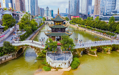 贵阳城市摄影照片_古建筑白天贵州贵阳甲秀楼航拍摄影图配图