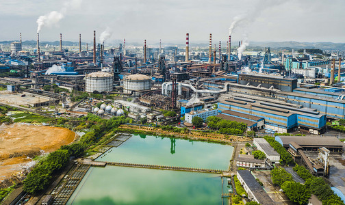 工厂正午广西柳州柳钢铁厂航拍摄影图配图