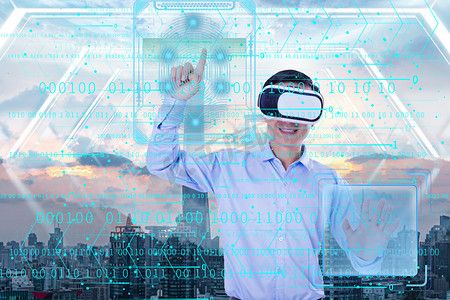 VR创意合成VR创意合成虚拟科技人工智能摄影图配图