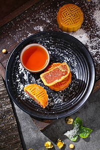 烘焙美食中秋月饼小溪流水传统摄影图配图