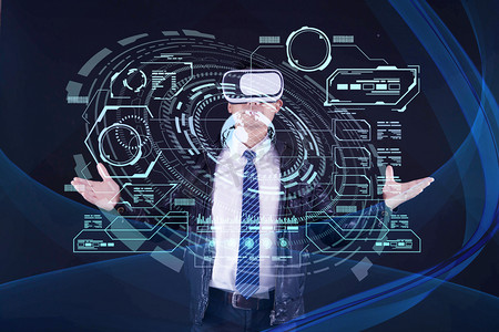 人工智能虚拟科技创意合成vr科技人像摄影图配图