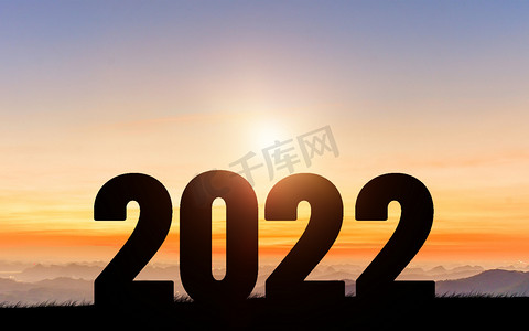 新春2022摄影照片_2022剪影合成日落剪影摄影图配图