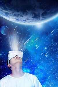 宇宙星球图摄影照片_VR虚拟技术太空白天VR技术太空VR摄影图配图