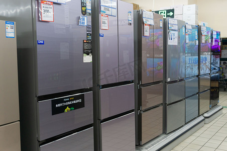 冰箱电器摄影照片_商场家电超市电器冰箱摄影图配图