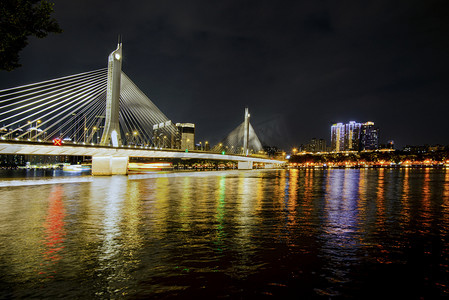 八月十五红印摄影照片_广州珠江海印大桥网红桥夜景摄影图配图