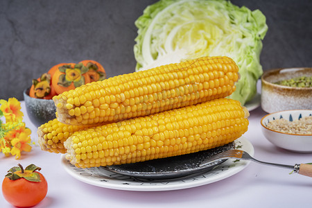 健康营养饮食美味甜玉米摄影图配图