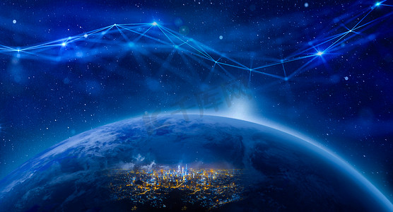 蓝色科技安全平台摄影照片_科技地球宇宙网络信息白天地球科技网络摄影图配图