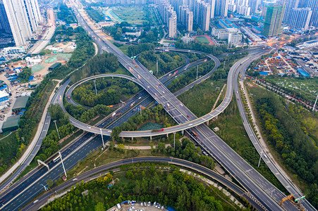 武汉城市建筑白天建筑青菱立交桥航拍摄影图配图