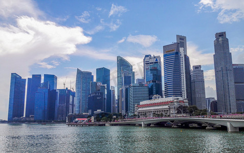 新加坡地标建设建筑群白天商务大楼新加坡城市风光摄影图配图