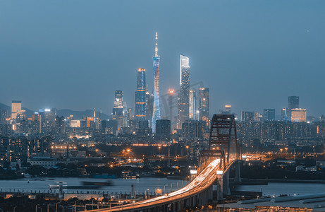 广州新光桥夜景晚上建筑城市摄影图配图