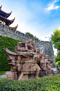 湖南长沙晌午古建筑雕像景点摄影图配图