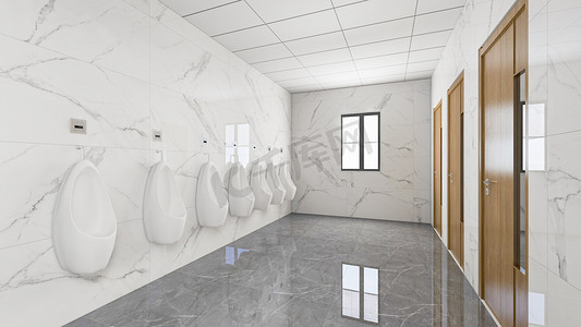 动漫厕所摄影照片_办公区男士卫生间装修设计摄影图配图