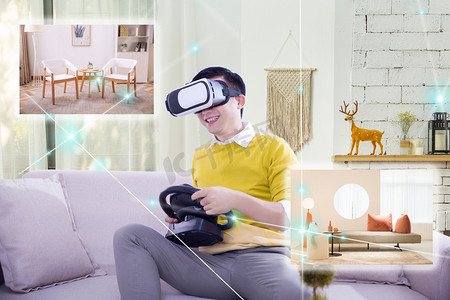 虚拟体验VR科技人像未来科技人工智能摄影图配图