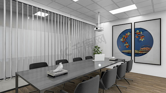现代办公椅摄影照片_室内办公办公桌工作环境摄影图配图