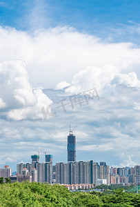深圳城市建筑楼盘房地产风景绿植摄影图配图