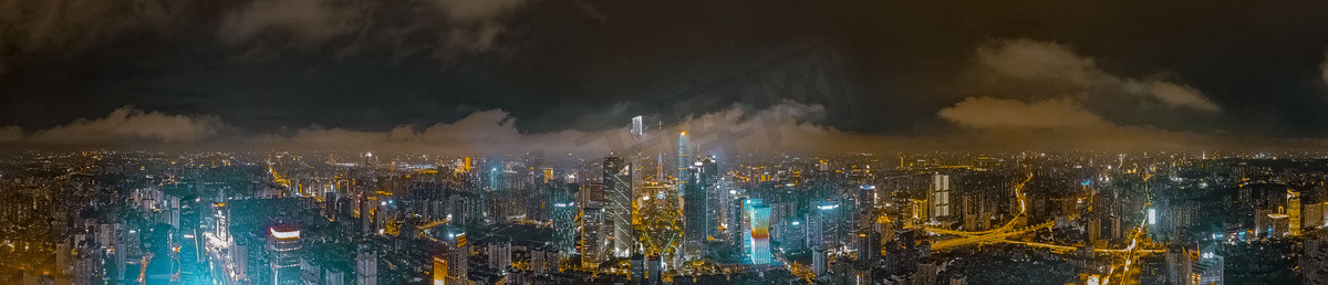 城市晚上广州夜景全景摄影图配图