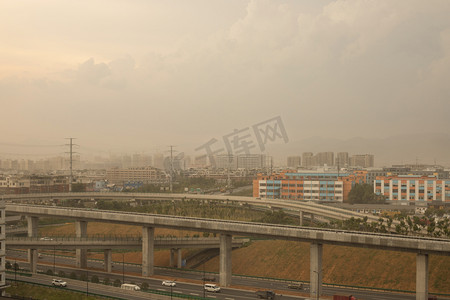 城市危机下午沙尘暴坐标义乌风景实拍摄影图配图