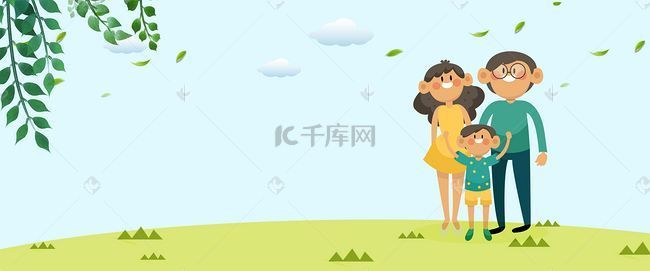 一家三口人物背景图片_一家三口幸福生活的卡通人物图片