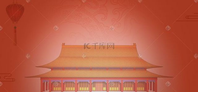 中国风黑色海报背景图片_中国风古典奢华紫禁城宫殿旗子黑色背景素材