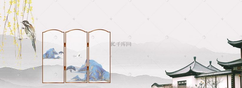 中国风花鸟画背景图片_江南春中式家居背景