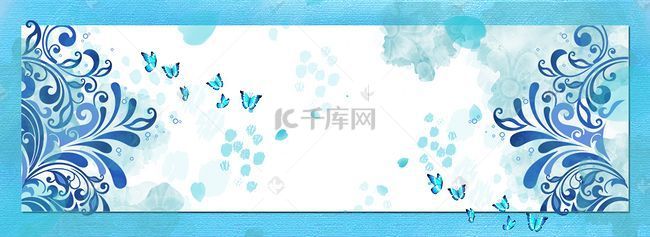 漂亮蓝色花纹花边公告牌矢量背景素材