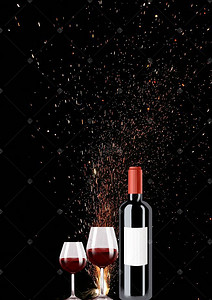 红酒背景素材背景图片_黑色梦幻红酒PSD分层H5背景素材