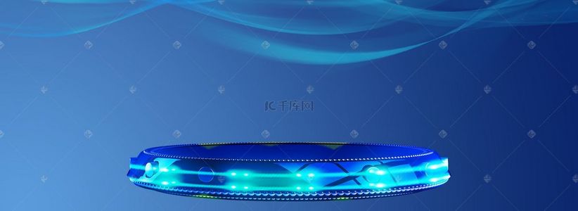 科技舞台banner背景图片_科技动感舞台几何体蓝色背景