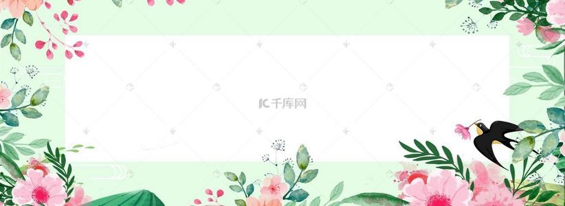 春季女装绿色背景图片_天猫春季绿色简约清新促销海报背景