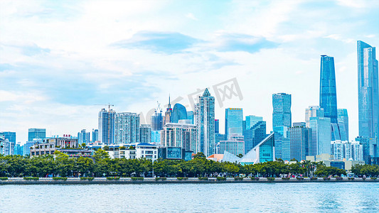 大气黑金倒计时摄影照片_移动大气广州珠江新城城市群蓝天