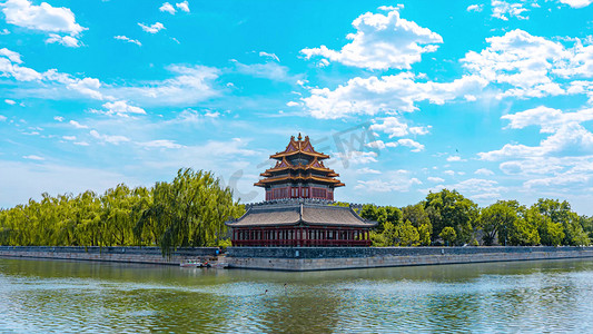 地标摄影照片_大气北京地标蓝天下的故宫角楼