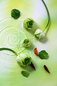 蔬果棚拍上海青新鲜蔬菜创意蔬菜摄影图配图