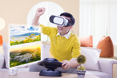 VR未来科技虚拟体验游戏人工智能摄影图配图