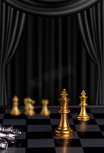 企业文化博弈黑色背景夜晚国际象棋博弈博弈摄影图配图