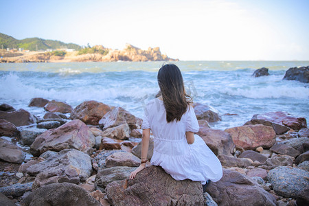 女生下面照片 大海图片