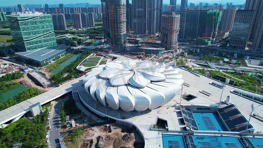 杭州奥体网球场建筑航拍