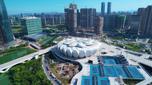 杭州奥体中心网球摄影照片_杭州奥体网球场建筑