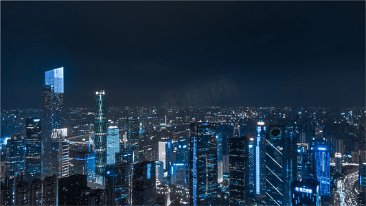 城市夜景广州省会航拍摄影图配图