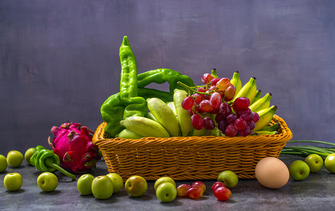 水果棚拍蔬菜水果一组蔬果多个物体摄影图配图