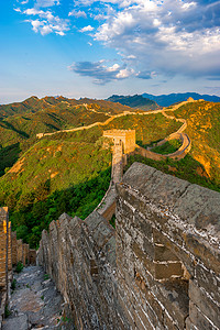 党建墙木砖摄影照片_河北滦平夕阳金山岭5A景区摄影图配图